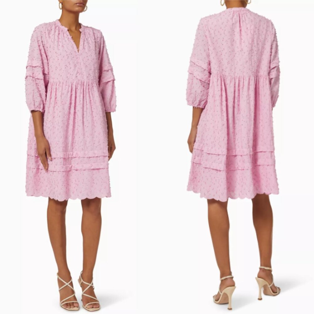 EUC Selected Femme Light Pastel Pink Textured Dress Small 36 Organic Cotton